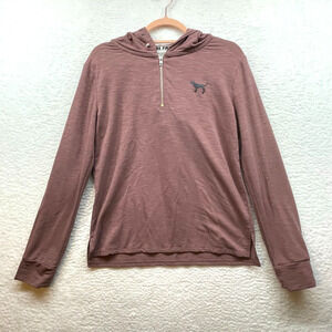 PINK Shirt Women Small Pink Victorias Secret Hooded Quarter Zip Pullover Stretch